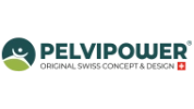 PelviPower logo with text ORIGINAL SWISS CONCEPT & DESIGN and a small Swiss flag icon on a light grey background.